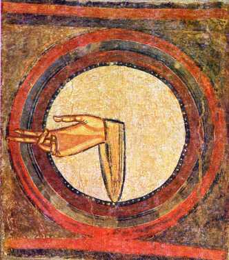 Medieval depiction of a blessing hand