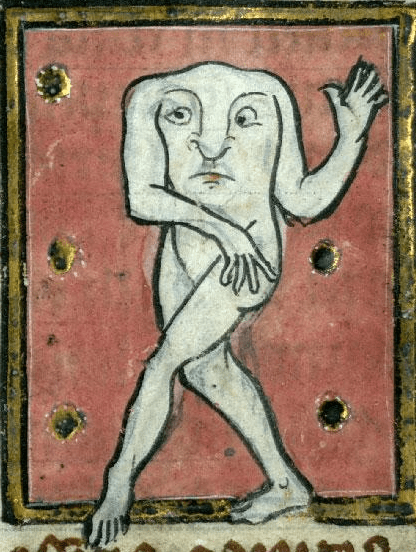 Close-up of stylized eyes in medieval painting